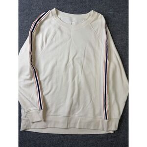 Lou & Grey Ivory Sweatshirt Medium Striped Sleeve Raglan Pullover Athleisure